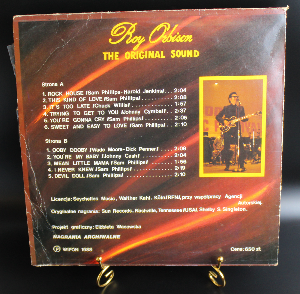 Roy Orbison Виниловая пластинка The Original Sound, Рой Орбисон, зарубежный рок-н-ролл и рокабилли , Poland Польша WIFON 1988 год. Присутствуют незначительные следы использования на конверте