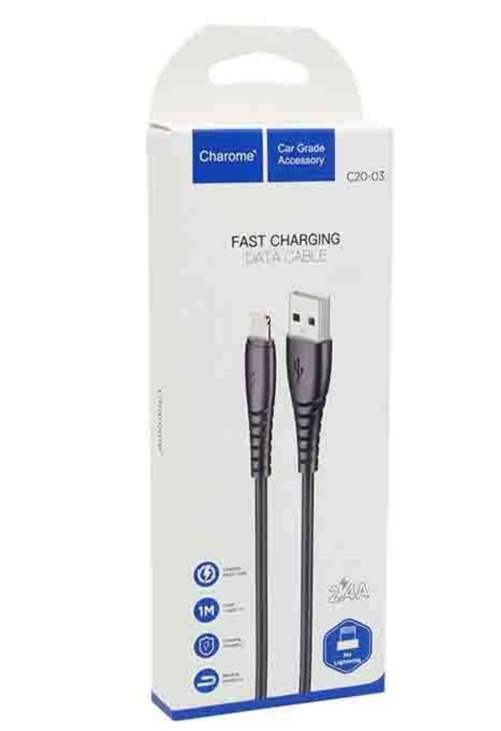 Кабель USB - Lightning CHAROME C20-03 (черный) 1м