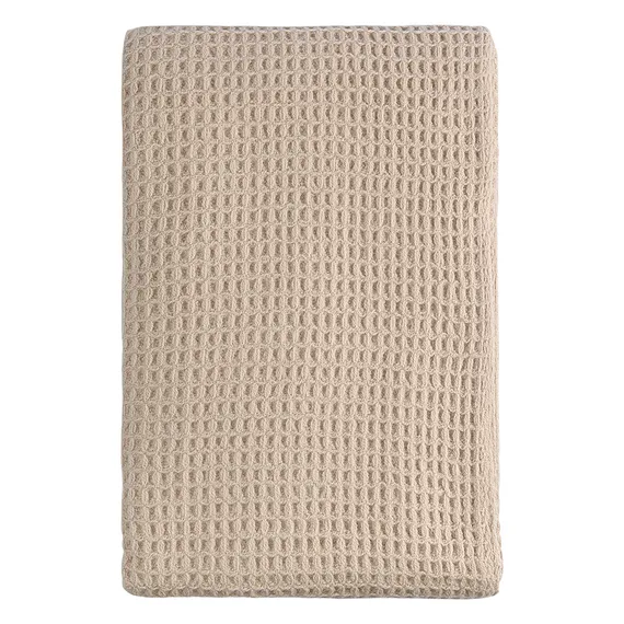 Плед из шерсти бежево-серого цвета из коллекции essential, 130х180 см