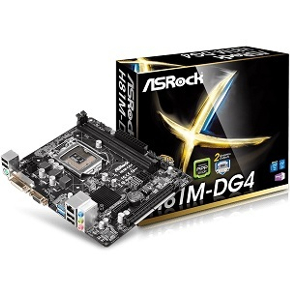 Материнская плата ASRock H81M-DG4 (LGA1150/H81/2xDDR3/1xPCI-Ex16/1xPCI-Ex1/SB5.1/GLAN/D-Sub/DVI-D/GLAN/mATX)