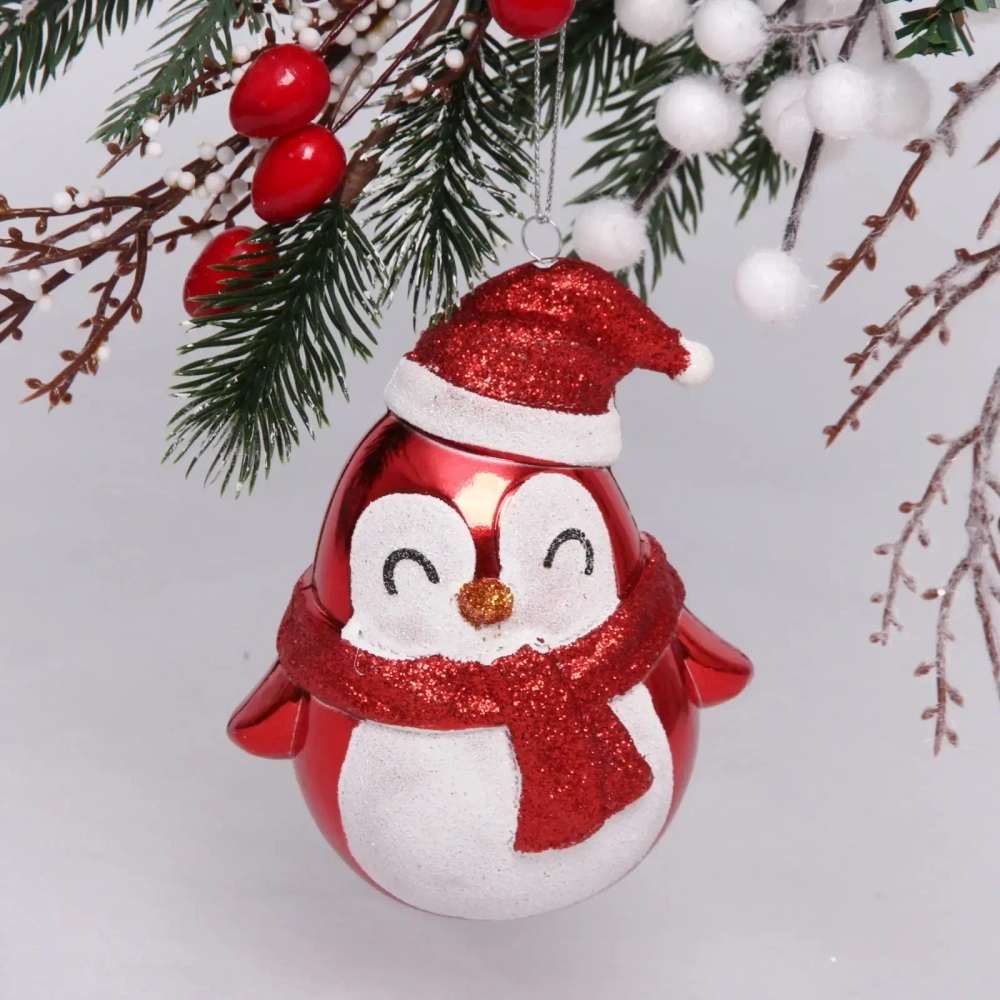 Ёлочная игрушка «Милый пингвинёнок» 12*7*12 см, красный