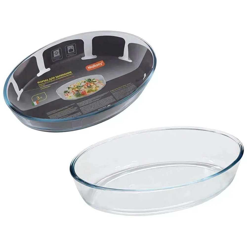 Форма для запекания CRISTALLINO, объем 3 л, из боросиликатного стекла, овальной формы, без