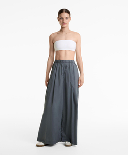 OYSHO Брюки широкие из 100% хлопкового поплина, сине-серый