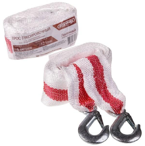 Трос буксировочный лента 12 т 5 м 2 крюка Skyway