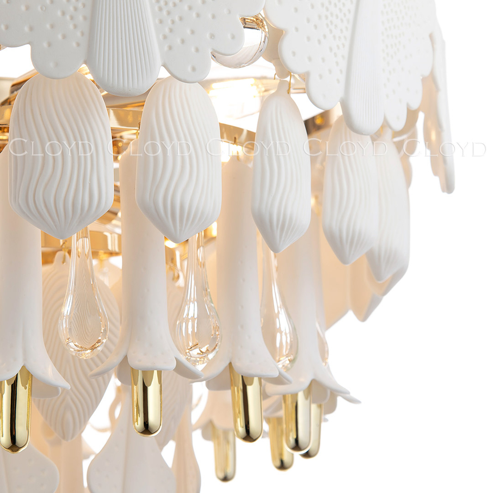 Люстра Cloyd PLINSE C12 / Ø61 см - керамика - золото (арт.11456)