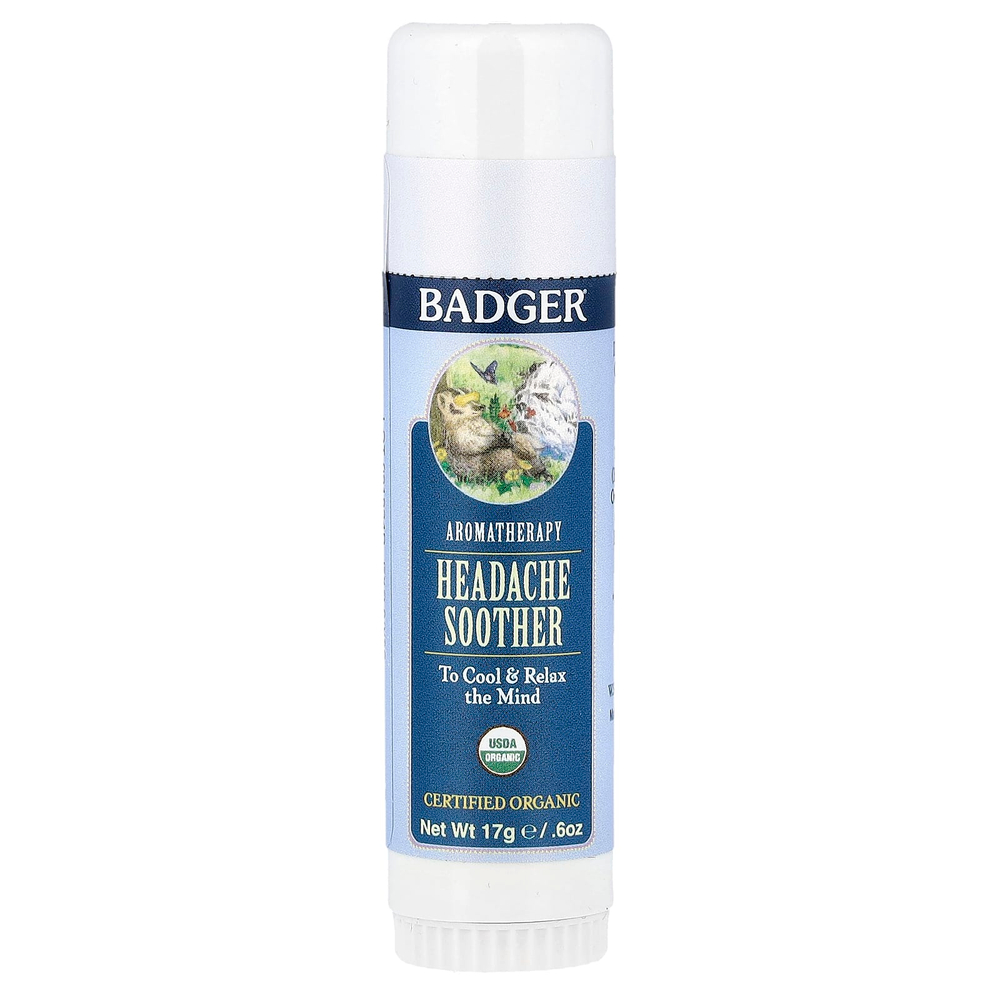 Badger, ароматерапия, средство от головной боли, перечная мята и лаванда, 17 г (0,60 унции)