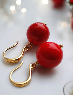 Серьги с натуральным красным кораллом