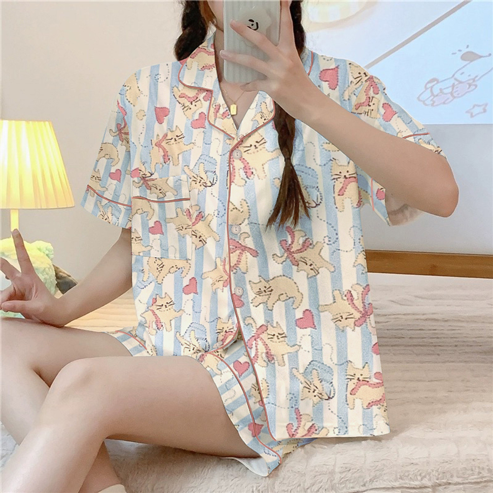 Пижама штаны+шорты+рубашка 1477