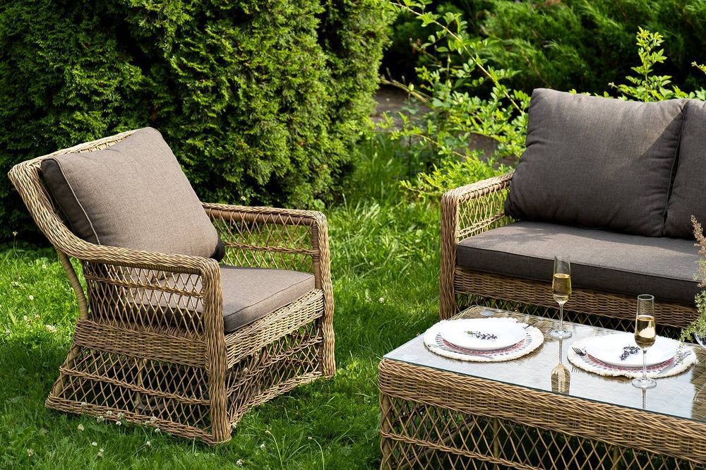 "Гранд Латте" лаунж-зона из искусственного ротанга, цвет соломенный