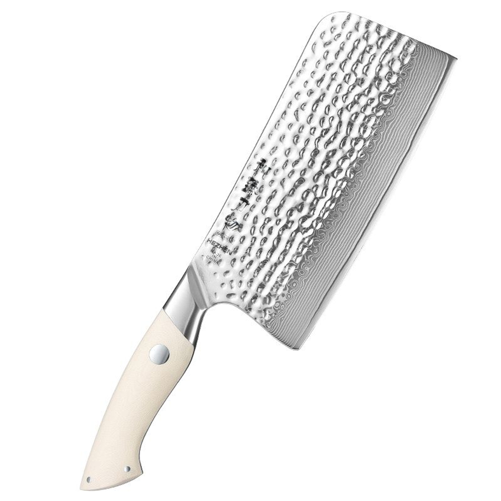 Кухонный нож Hezhen B38H Bone Chopper нож 7 дюймов клинок 67 Layers Damascus рукоять дерево G10, длина лезвия 18,3 см