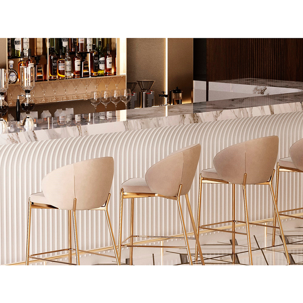 Стул полубарный Coral, велюр, серо-бежевый