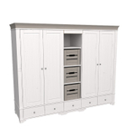 Шкаф 5-ти дверный с 4 стеклянными дверями и полками «Бейли» белый воск/антрацит