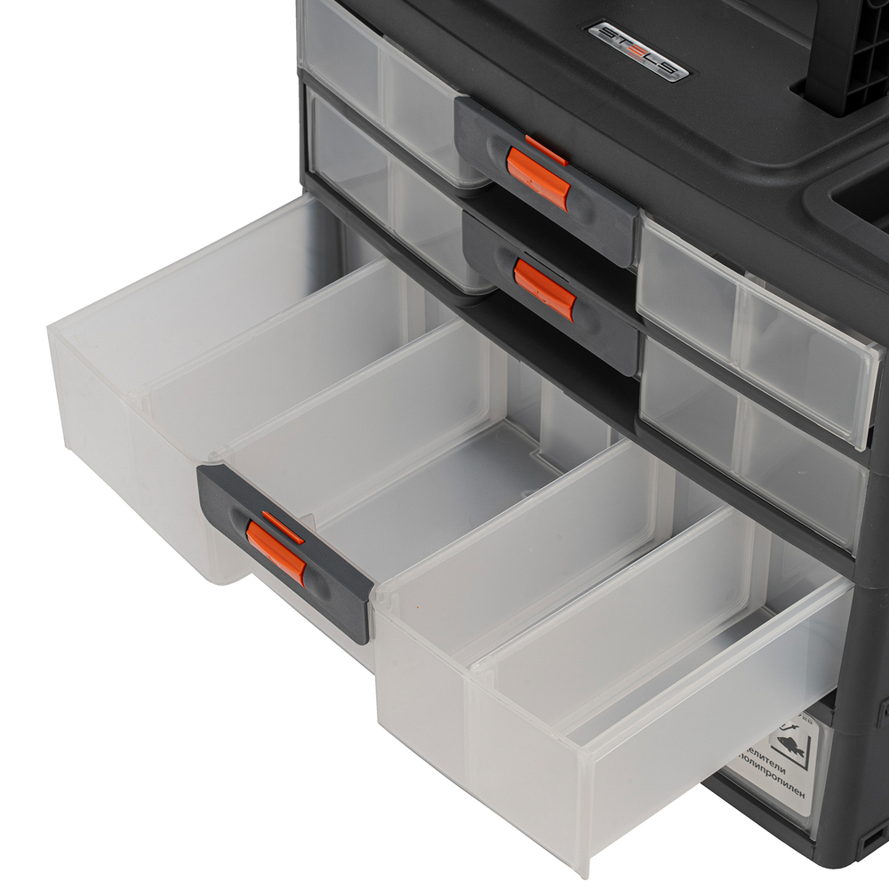 Органайзер для хранения с выдвижными лотками 310х150х260мм, 4 секции, пластик Stels
