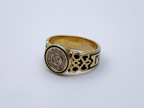 Кольцо из серебра/Позолота,Эмаль/С камнями