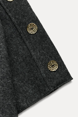 ZARA ТОП ИЗ МЯГКОЙ ТКАНИ С ПУГОВИЦАМИ, СЕРЫЙ С МЕЛАНЖЕВЫМ ЭФФЕКТОМ