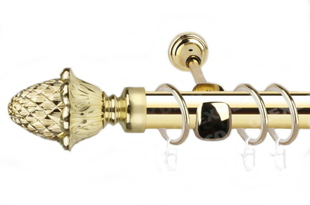 Карниз кованый для штор Шишка d25 мм однорядный, цвет золото глянец