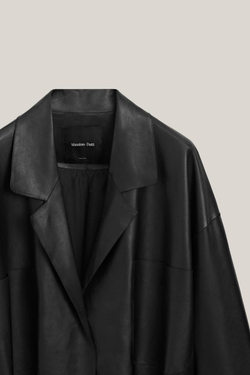 Massimo Dutti Длинная кожаная куртка из кожи наппа - Limited Edition, черный