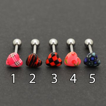 Штанга сталь/акрил 1,6 мм Сердце (3)