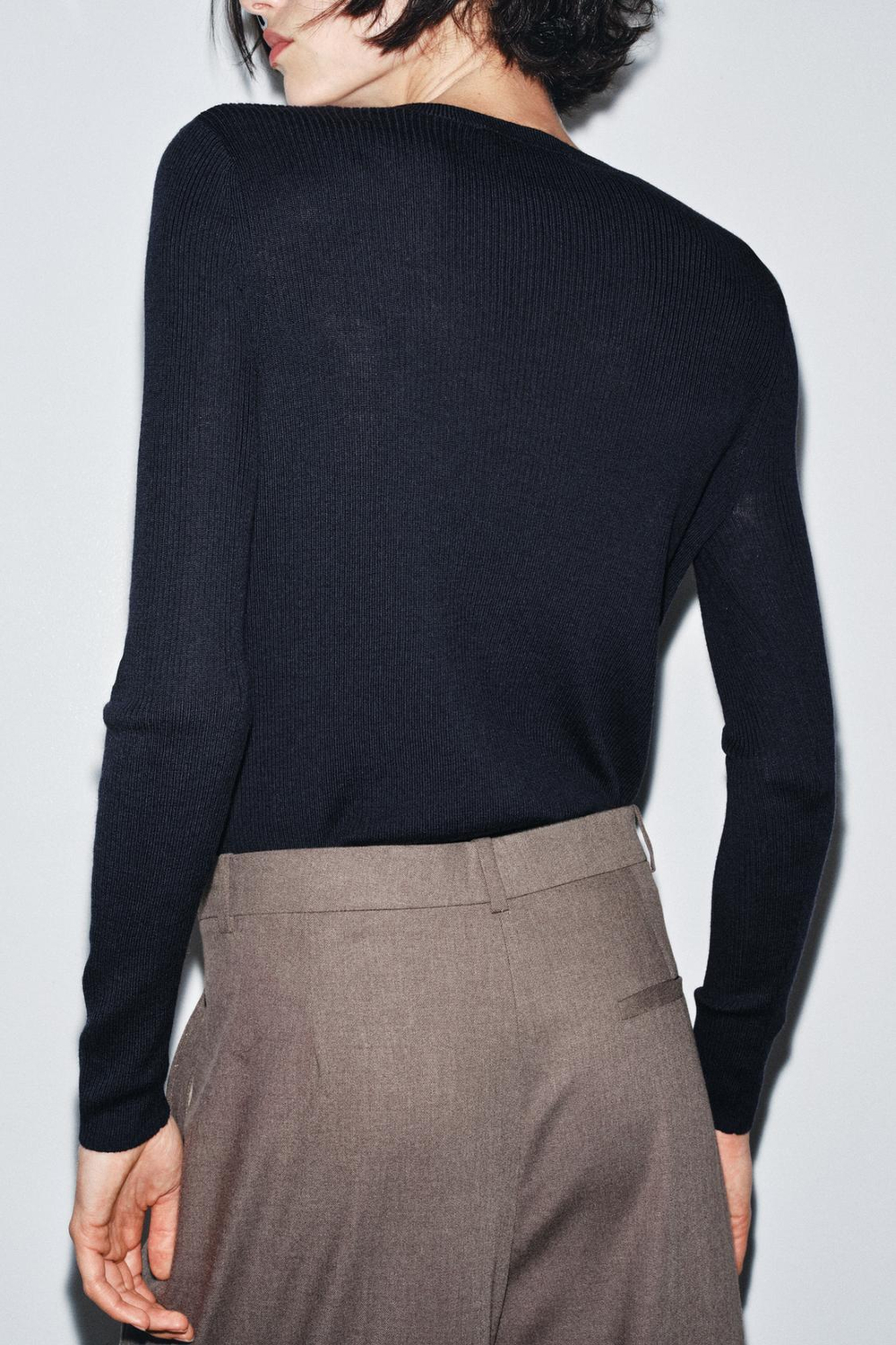 ZARA КАРДИГАН ИЗ 100% ШЕРСТИ В РУБЧИК, МОРСКОЙ СИНИЙ