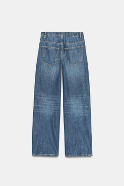 ZARA ДЖИНСЫ TRF RELAXED FIT СО СРЕДНЕЙ ПОСАДКОЙ, МОРСКОЙ СИНИЙ