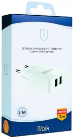 СЗУ с кабелем Type-C 2USB-A 2.4А UHS22WC Ubik