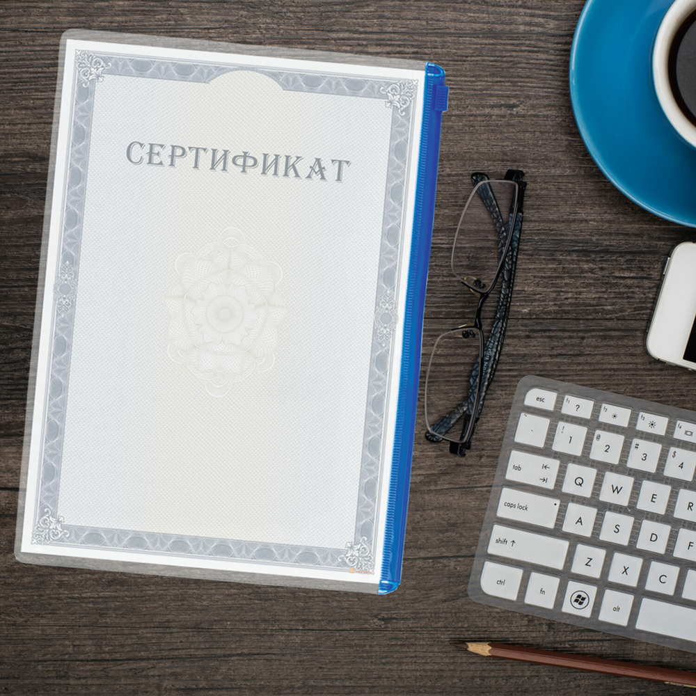 Папка-конверт супер комплект на молнии 12 штук А4 (335х238 мм) BRAUBERG (5 штук в упаковке)