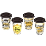 Стакан с крышкой 420мл «IZI-GO» с декором (черный)