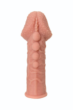Насадка на фаллос с пузыриками, венками и ребристостью Extreme Sleeve 009 M-size - 14,7 см. (Цвет: телесный)