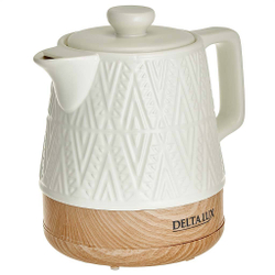 Чайник электрический 1200 Вт, 1 л, корпус из фарфора DELTA LUX DE-1020 белый