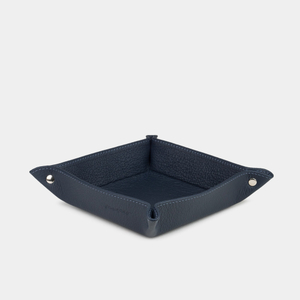 Лоток для мелочей из натуральной кожи теленка, синего цвета