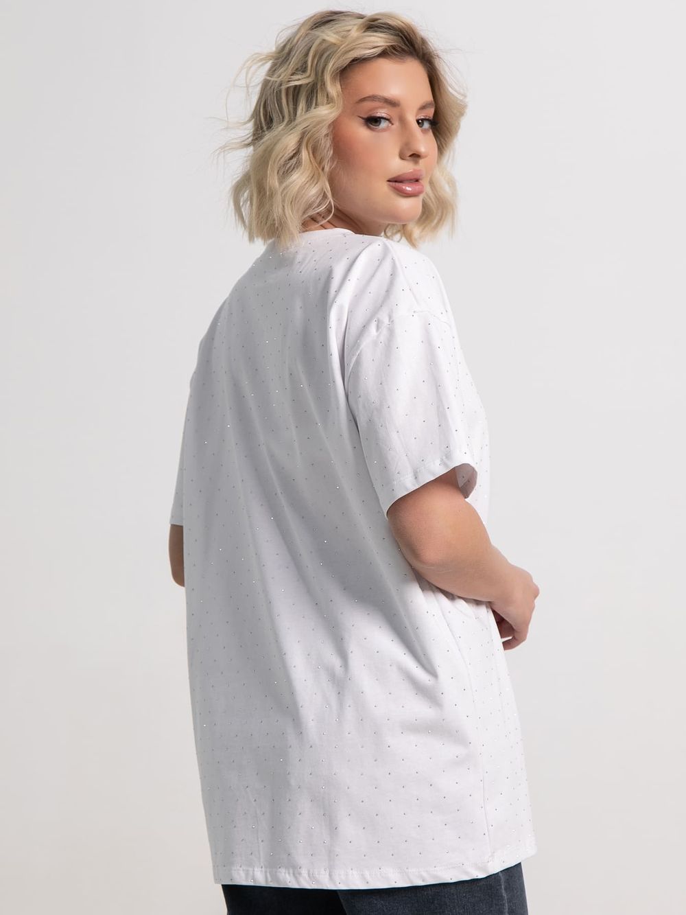 Футболка Ия (белая/стразы) Б15235-4М LT Collection