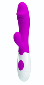 Лиловый вибратор Snappy с клиторальным отростком - 19,5 см. (Цвет: лиловый)