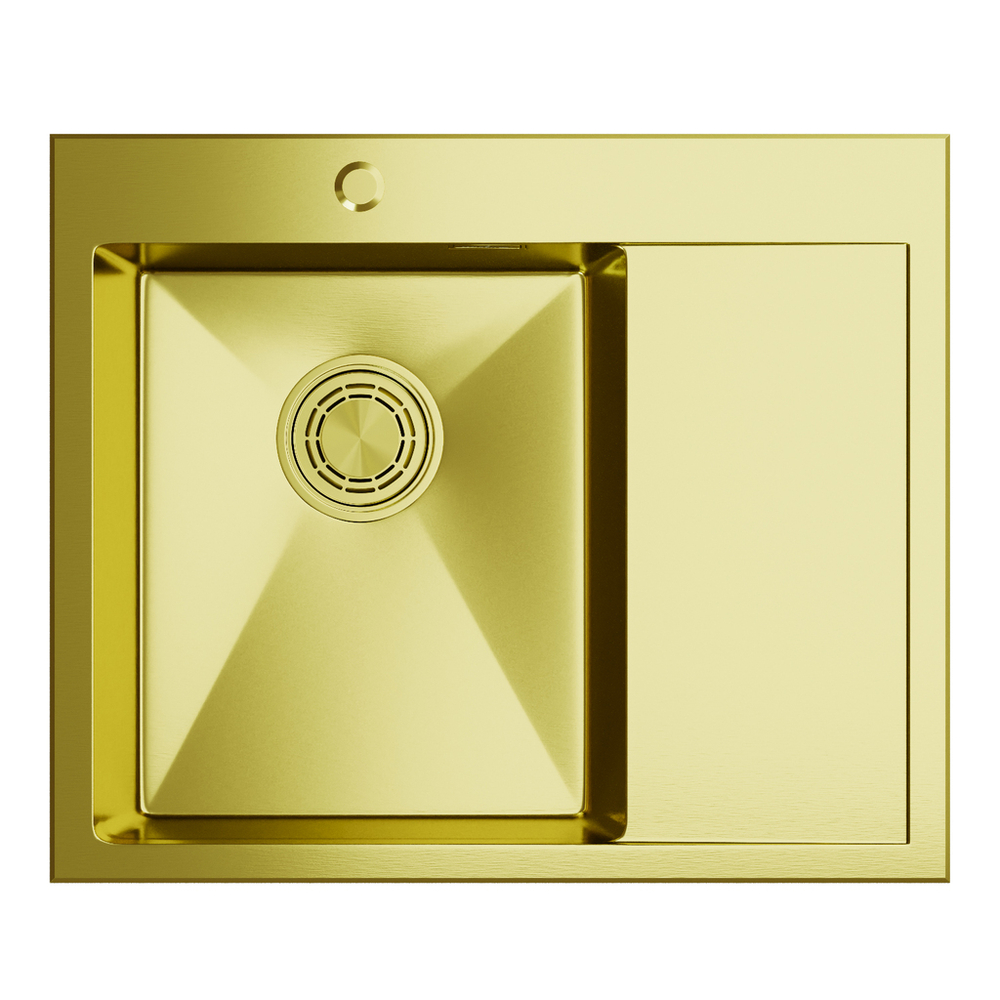 Мойка настол.монтаж 60х50 (3,0) лев. вып 3 1/2  MIXLINE ПРО С ФАСКОЙ 20см с сифоном (золото)