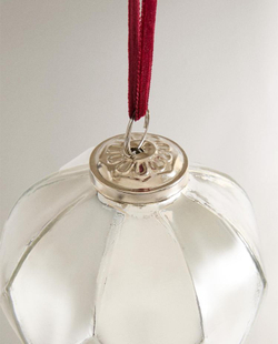 ZARA HOME ЕЛОЧНЫЙ ШАР С РЕЛЬЕФНЫМ УЗОРОМ «РОМБЫ», СЕРЕБРЯНЫЙ