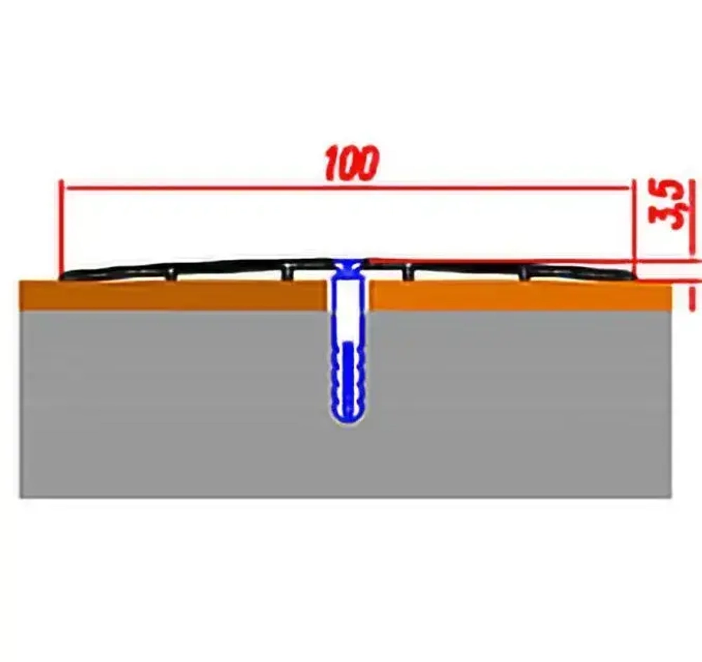 Порог алюминиевый прямой Венге 100мм х 1,35м