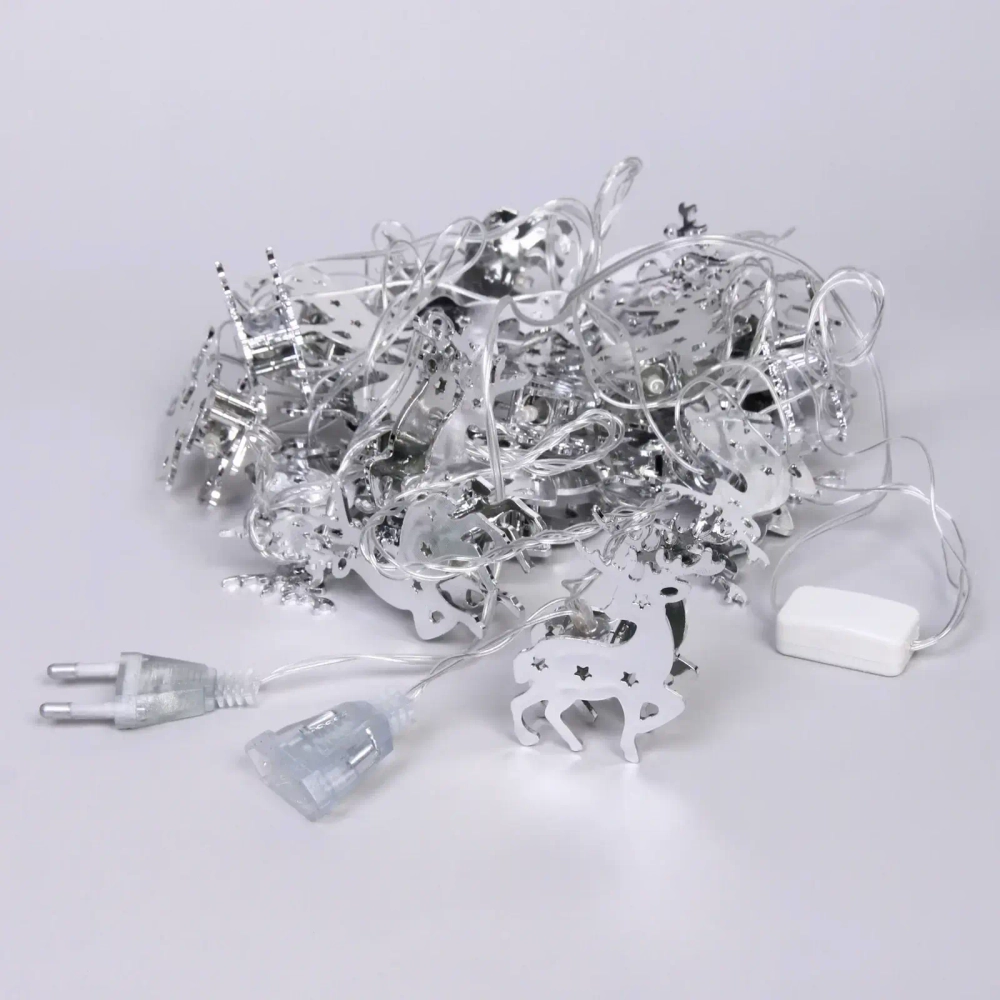 Гирлянда для дома «Серебряный олень» 4м 20 ламп LED, 6*4 см прозр.пров.,1 реж, IP-20, Белый (возможность соединения)