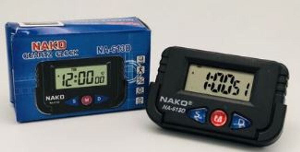 Часы электронные NAKO NA-613D черные с будильником 20221