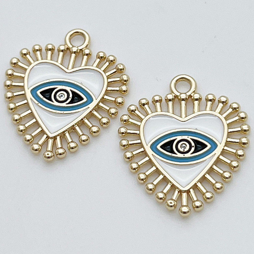 Подвеска Глаз, цвет белый+золото, размер 24*20 мм, цена за 1 шт