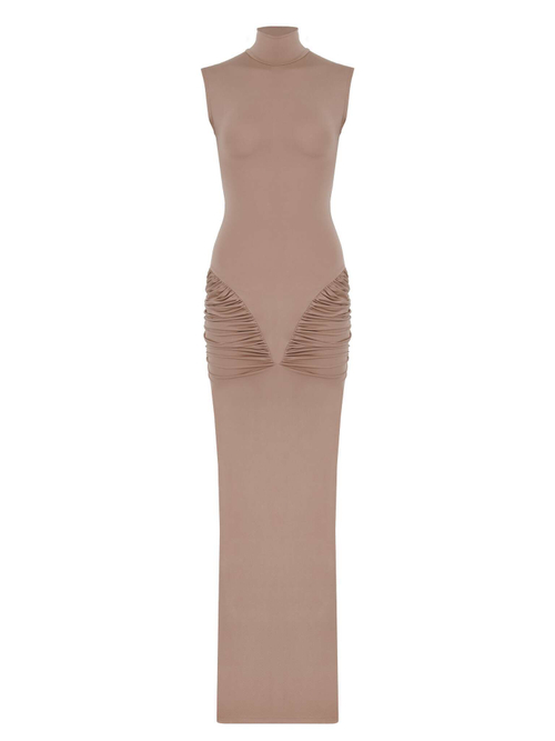 Платье макси со сборкой на бедрах