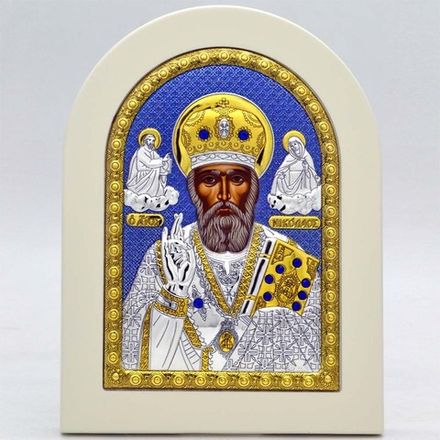 Николай Чудотворец (Угодник). Икона в серебряном окладе.