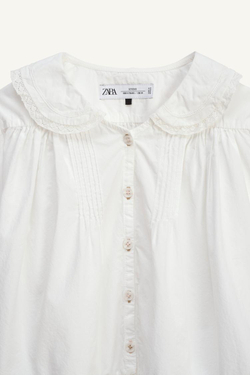 ZARA РУБАШКА В РОМАНТИЧЕСКОМ СТИЛЕ - LIMITED EDITION, ЖЕЛТОВАТО-БЕЛЫЙ
