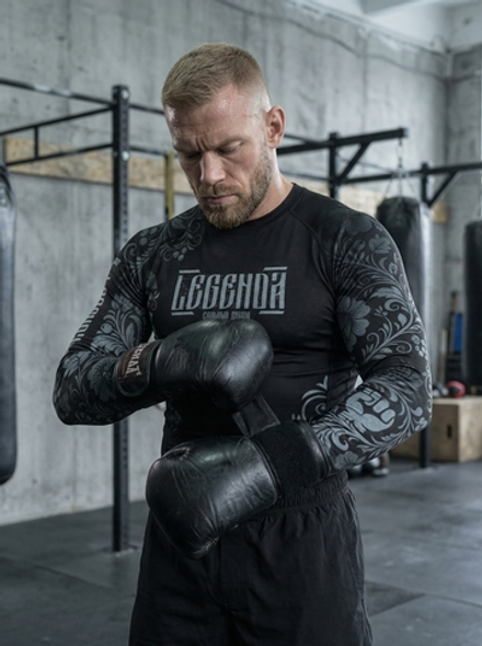 Рашгард с длинным рукавом LEGENDA Хохлома серая