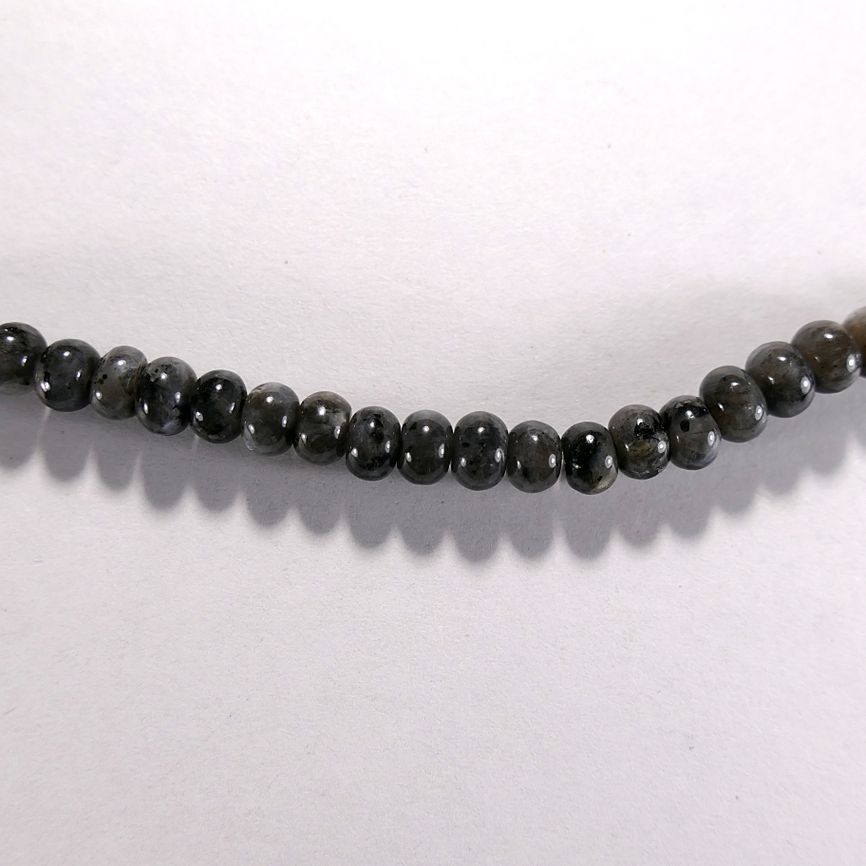 Бусина из ларвикита, фигурная, 4х6 мм (рондель, гладкая)