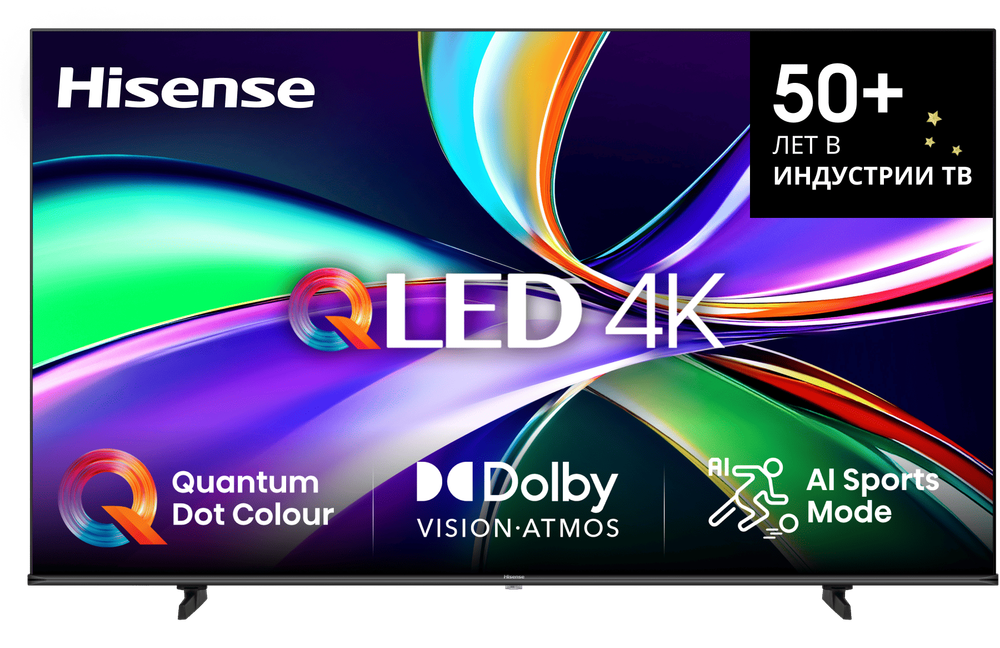 Телевизор QLED Hisense 43" 43E7Q Frameless черный 4K Ultra HD 60Hz
