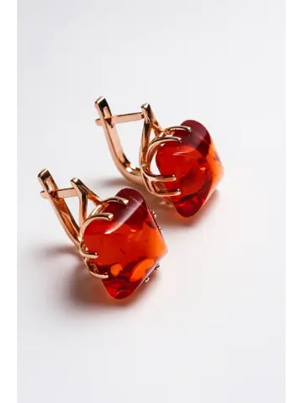 Серьги бижутерные с янтарем