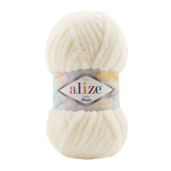 Пряжа Alize (Ализе) Softy Mega / уп.5 мот. по 100 г, 70м, 62 кремовый