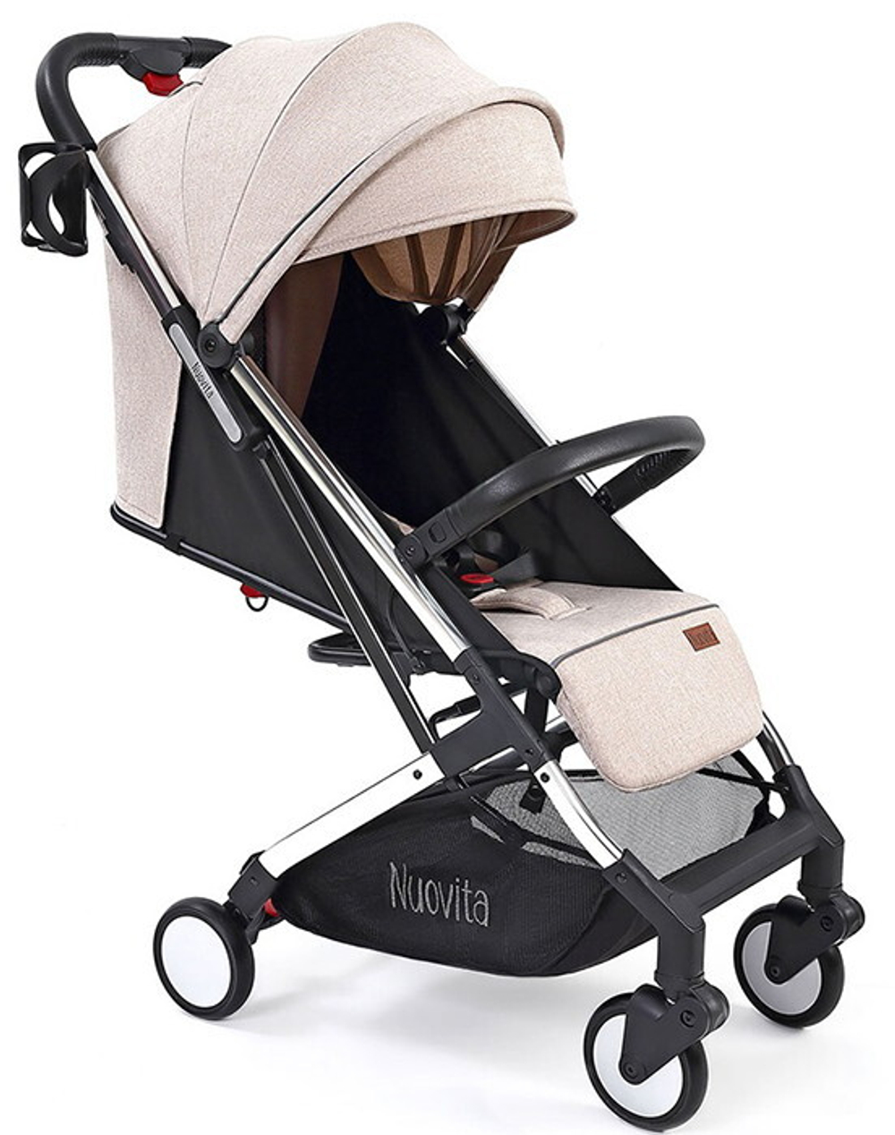 Детская прогулочная коляска Nuovita Anima Beige, Argento  / Бежевый, Серебряный