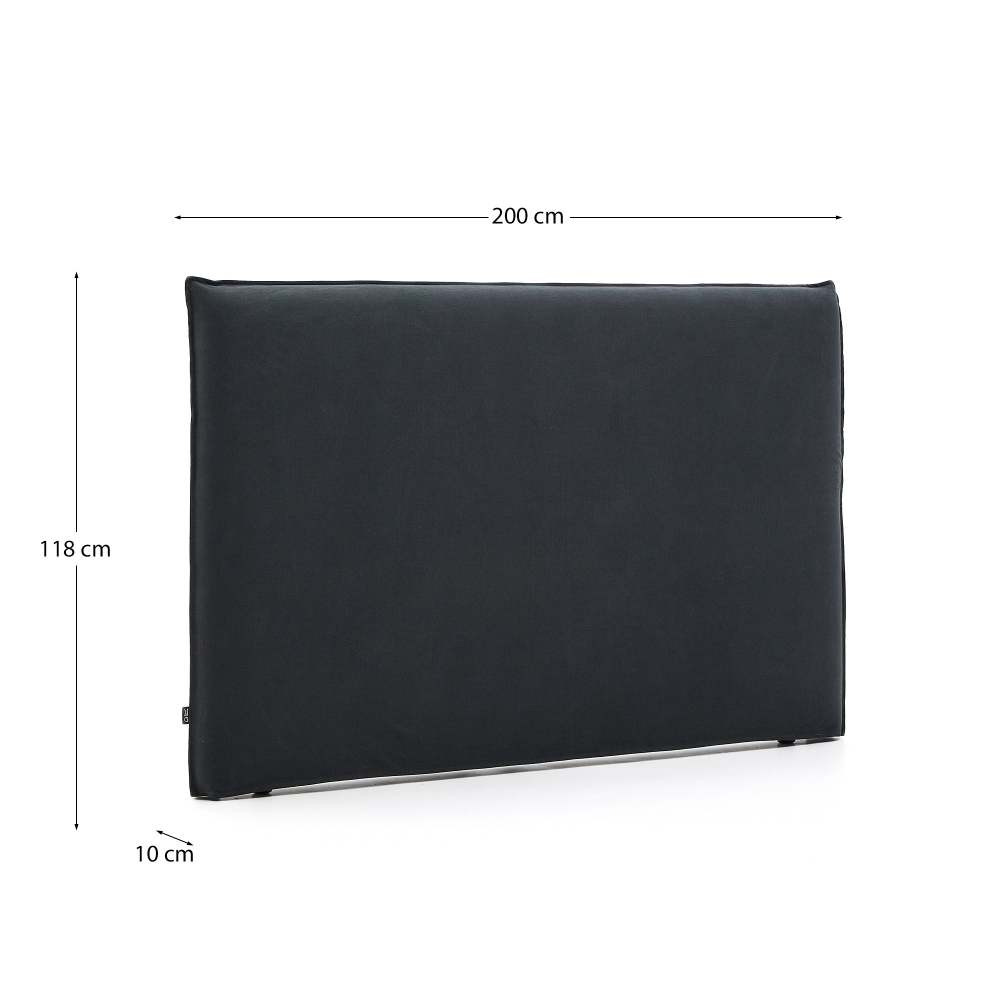 Изголовье кровати Jaira из льна и хлопка антрацитового цвета со съемным чехлом для кровати 180 см