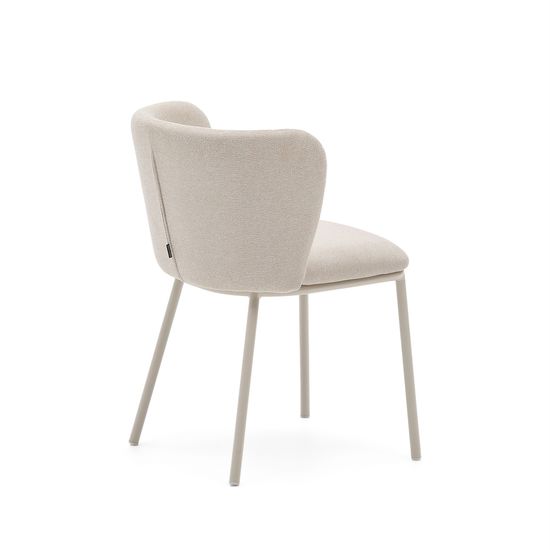 Стул Ciselia из бежевого шенилла и бежевой стали Испания La Forma