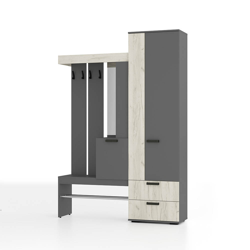 Прихожая "Трамп" Графит/дуб крафт белый